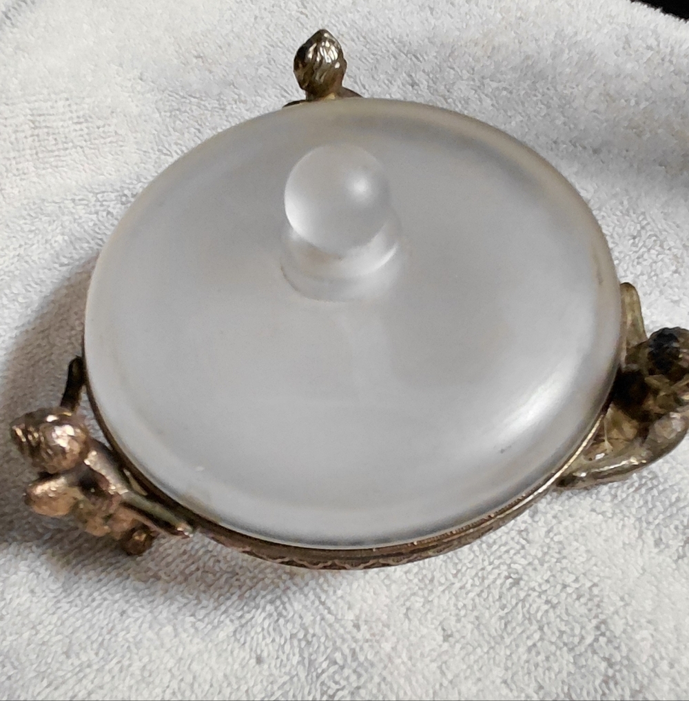Elegant Frosted Glass Dish with Gold Accents